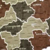 Карта України із дерева на акрилі з підсвіткою між областями колір Maple