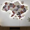 Карта України із дерева на акрилі з підсвіткою між областями колір Maple