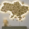 Настінна карта України на акрилі з підсвіткою між областями колір Oak
