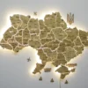Настінна карта України на акрилі з підсвіткою між областями колір Oak