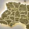 Настінна карта України на акрилі з підсвіткою між областями колір Oak