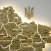 Настінна карта України на акрилі з підсвіткою між областями колір Oak