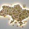 Настінна карта України на акрилі з підсвіткою між областями колір Oak