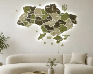 Карта України з LED-підсвіткою між областями колір Olive