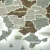 Деревʼяна карта України на акрилі з підсвіткою між областями колір Soft