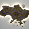Карта України з підсвіткою річок та по контуру колір Dark
