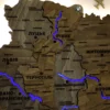 Карта України з підсвіткою річок та по контуру колір Dark