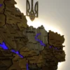 Карта України з підсвіткою річок та по контуру колір Dark