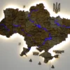 Карта України з підсвіткою річок та по контуру колір Dark