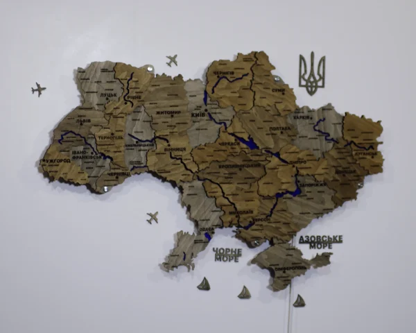 Карта України з підсвіткою річок та по контуру колір Dark