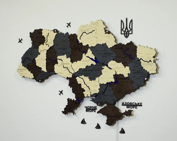 Карта України на стіну з підсвіткою річок колір Grand