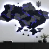 Багатошарова деревʼяна карта України з підсвіткою річок колір Grey