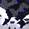 Багатошарова деревʼяна карта України з підсвіткою річок колір Grey