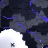 Багатошарова деревʼяна карта України з підсвіткою річок колір Grey