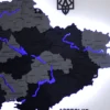 Багатошарова деревʼяна карта України з підсвіткою річок колір Grey