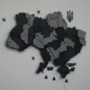 Багатошарова деревʼяна карта України з підсвіткою річок колір Grey