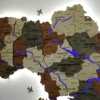 Карта України з LED-підсвіткою річок колір Maple