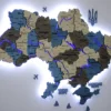 Деревʼяна карта України з підсвіткою річок та контурів колір Nord