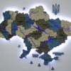 Деревʼяна карта України з підсвіткою річок та контурів колір Nord