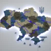 Деревʼяна карта України з підсвіткою річок та контурів колір Nord