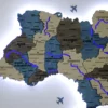 Деревʼяна карта України з підсвіткою річок та контурів колір Nord