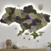 Деревʼяна 3D карта України з підсвіткою річок колір Olive