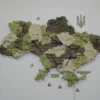 Деревʼяна 3D карта України з підсвіткою річок колір Olive