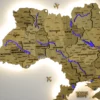 Карта України з підсвіткою річок колір Sand