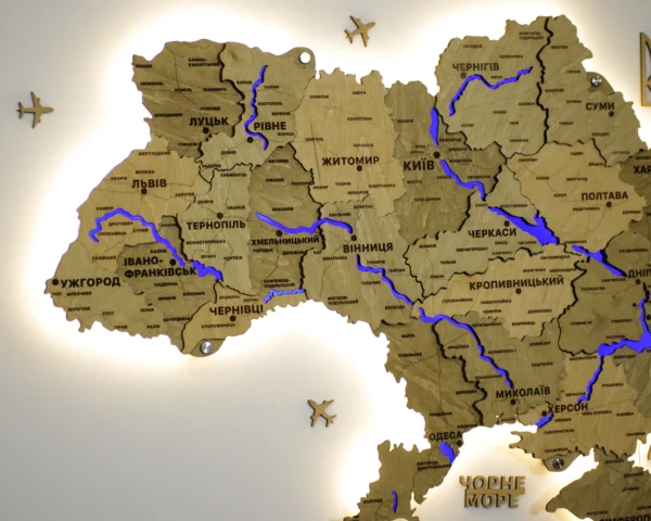 Карта України з підсвіткою річок колір Sand