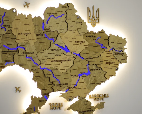 Карта України з підсвіткою річок колір Sand