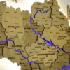 Карта України з підсвіткою річок колір Sand