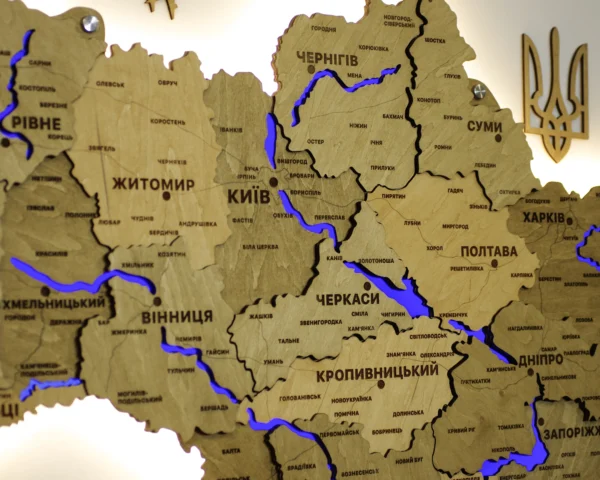 Карта України з підсвіткою річок колір Sand