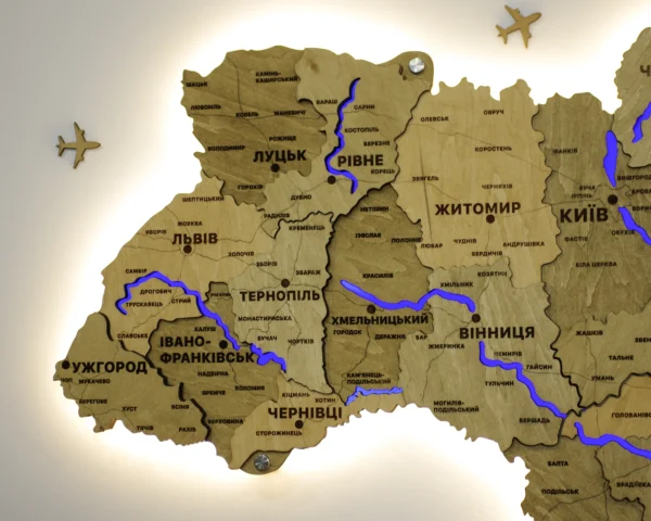 Карта України з підсвіткою річок колір Sand