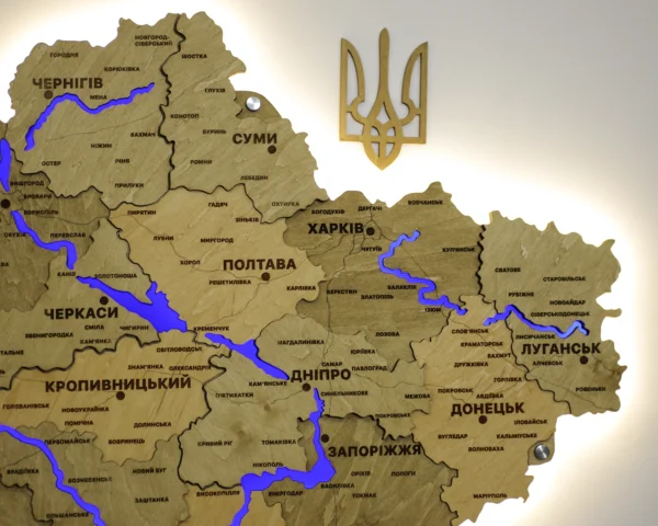 Карта України з підсвіткою річок колір Sand