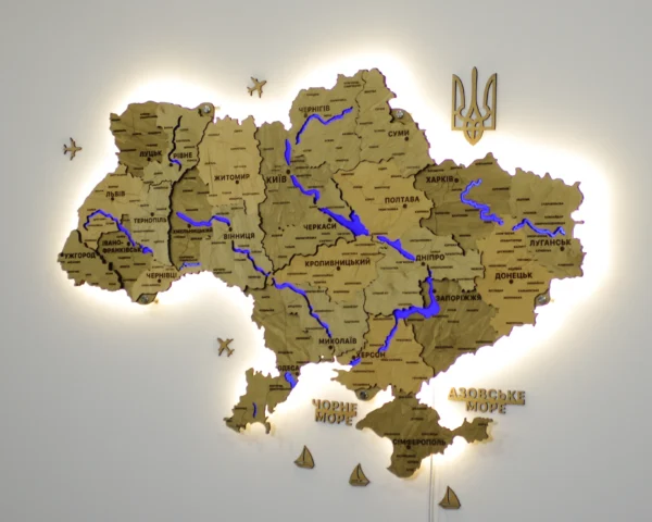 Карта України з підсвіткою річок колір Sand