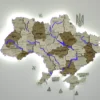 Карта України із дерева з підсвіткою річок та контурів колір Soft