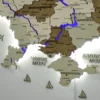 Карта України із дерева з підсвіткою річок та контурів колір Soft