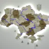 Карта України із дерева з підсвіткою річок та контурів колір Soft