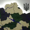 Карта України на стіну з фарбованими річками та підсвіткою по контуру колір Alpine
