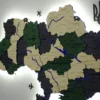 Карта України на стіну з фарбованими річками та підсвіткою по контуру колір Alpine