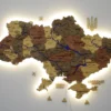 Багатошарова карта України з мальованими річками та підсвіткою по контуру колір Amber