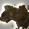 Карта України з фарбованими річками та підсвіткою по контуру колір Dark