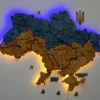 Настінна карта України з мальованими річками та підсвіткою по контуру колір Flag