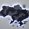 Карта України 3D на стіну з фарбованими річками та підсвіткою по контуру колір Grey
