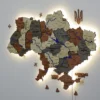 Карта України з LED-підсвіткою та мальованими річками колір Maple