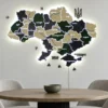 Деревʼяна карта України на акрилі з річками та LED-підсвіткою колір Apline