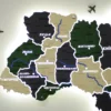 Деревʼяна карта України на акрилі з річками та LED-підсвіткою колір Apline