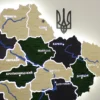 Деревʼяна карта України на акрилі з річками та LED-підсвіткою колір Apline
