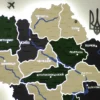 Деревʼяна карта України на акрилі з річками та LED-підсвіткою колір Apline