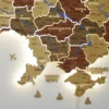 Карта України на стіну з підсвіткою між областями та річками колір Amber